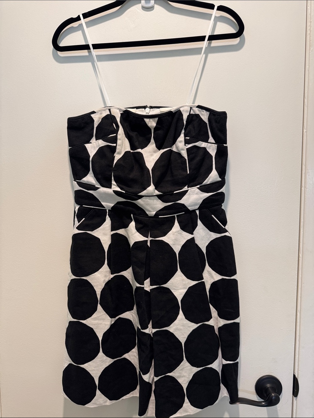 Banana Republic Black and White Strapless Polka Dot Dress